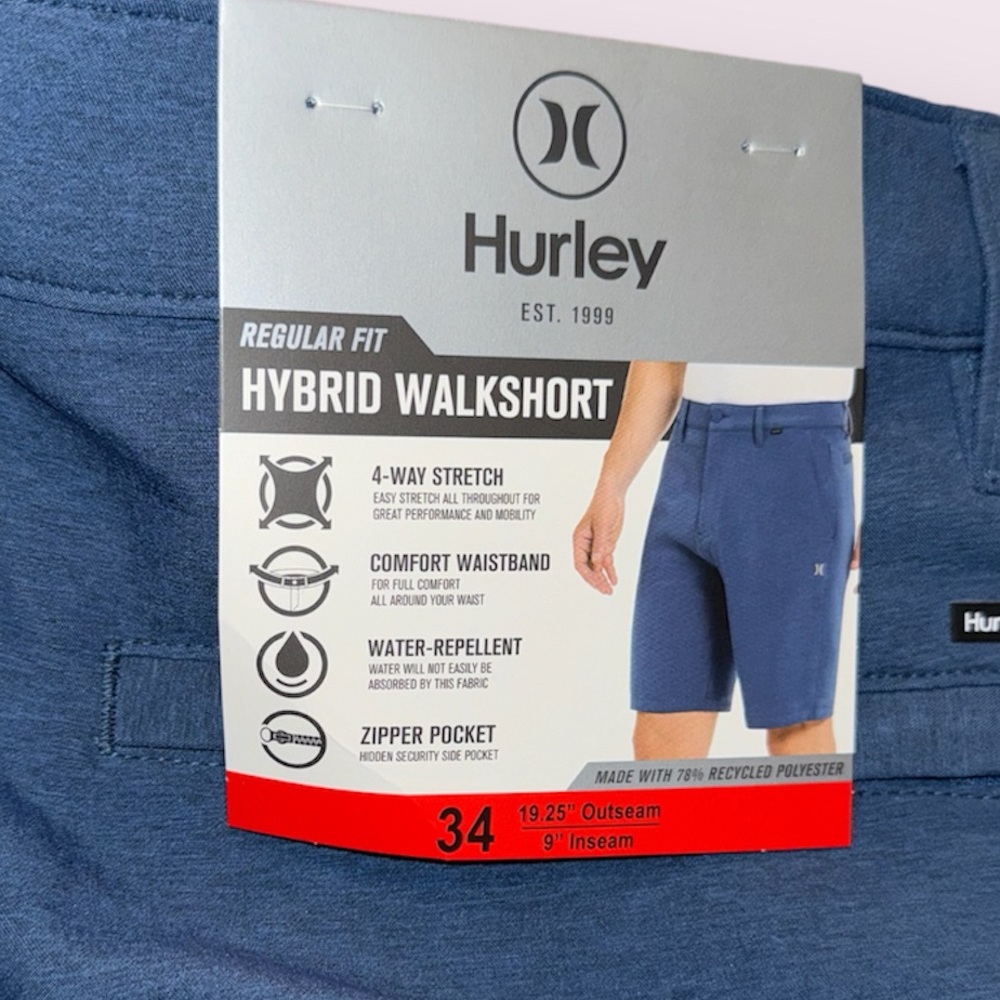 Men’s Hurley Hybrid Walkshort Blue - Size 34 - Picture 5 of 5